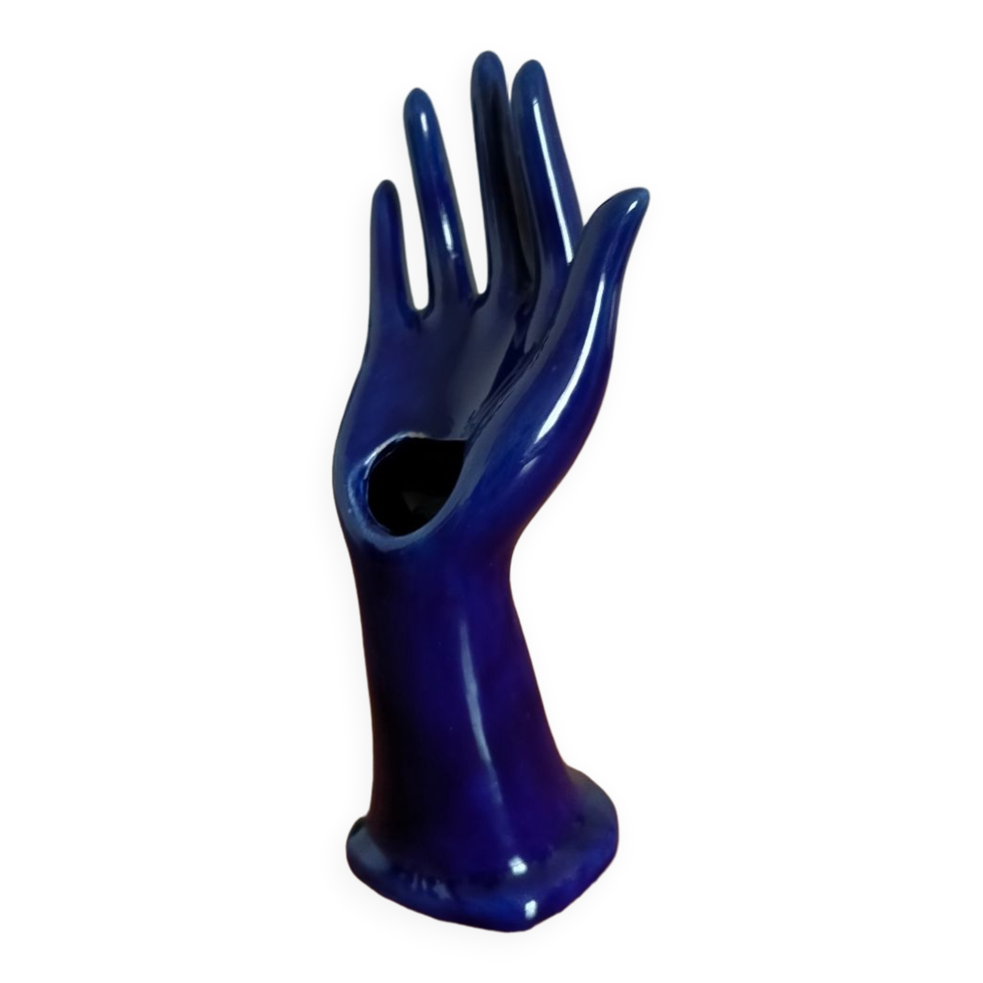 Hand navy blue ceramic vase