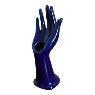 Hand navy blue ceramic vase