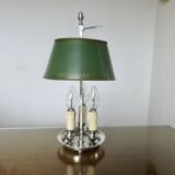 Authentic antique bouillotte lamp in chrome bronze with 3 lights, 1930s.