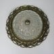 Hollywood Regency ceiling light, cut glass and openwork gold edge.