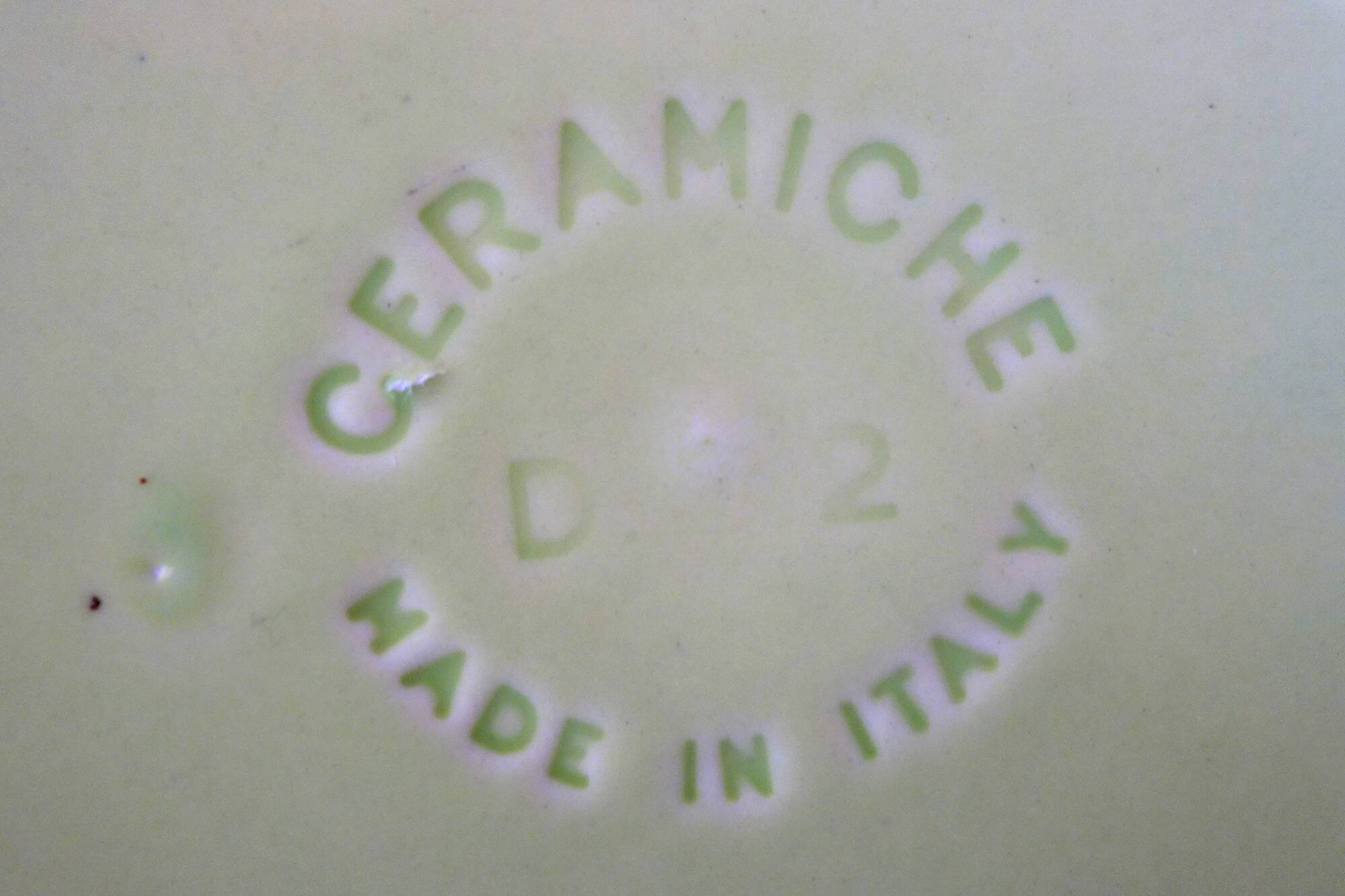 6 antique dinner plates and serving dish Ceramiche, Italy