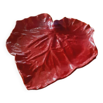 Empty leaf pocket out of proportion in ceramic from the 60s signed Jean Garillon