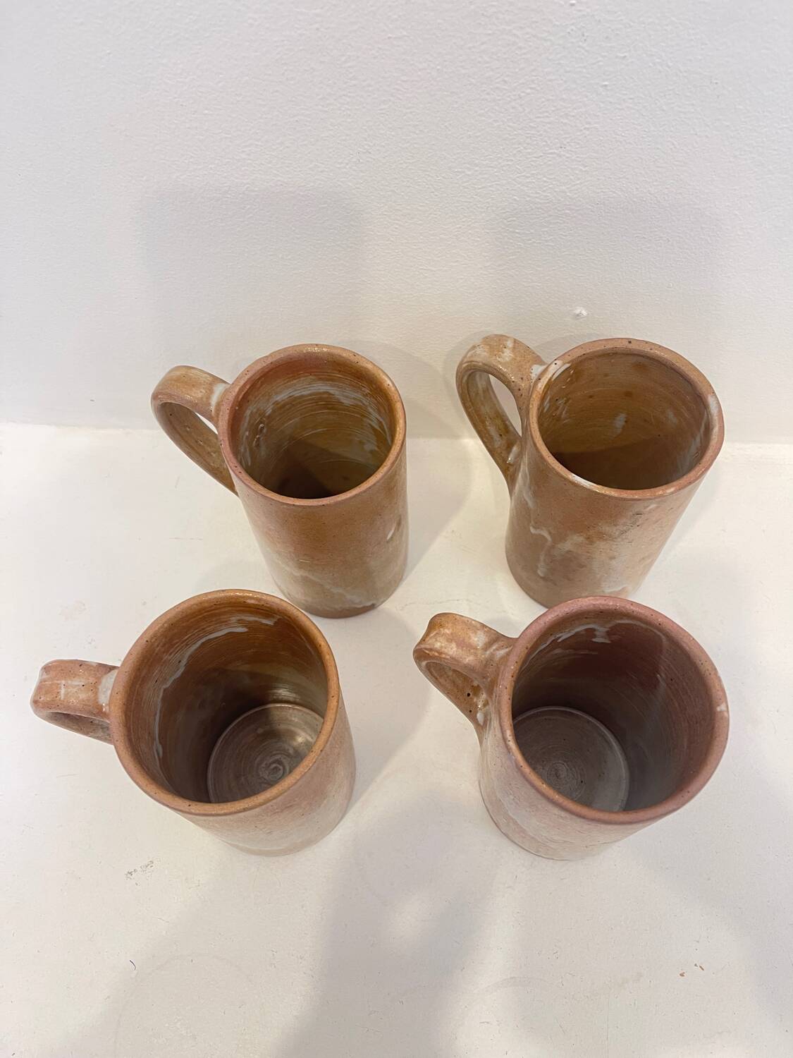 Set of 4 stoneware mugs – 1970s design