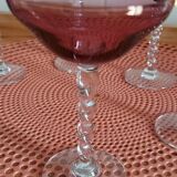 6 glasses of champagne, twisted foot, multicolored, year 1970