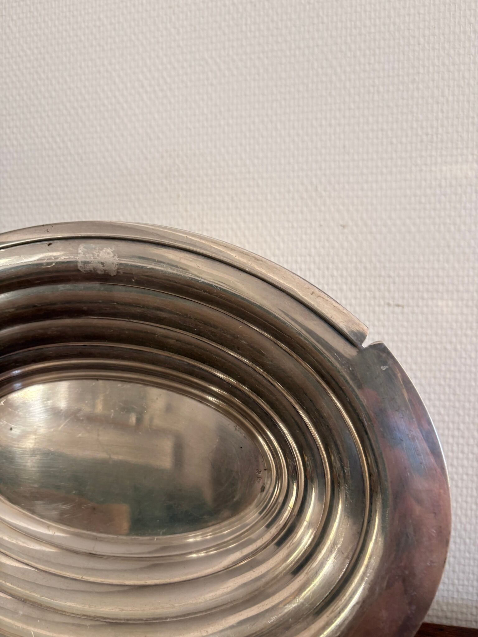 Vintage Serving Platter Gratin Vegetable Dish Silver Metal Art Deco 1930
