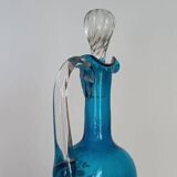 Botella o licorera francesa de cristal azul
