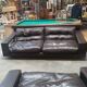 Four-seater sofa in dark brown leather from Steiner by designer Pascal Daveluy, model