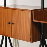 Vintage modular bookcase in wood and metal, Italy, 1960