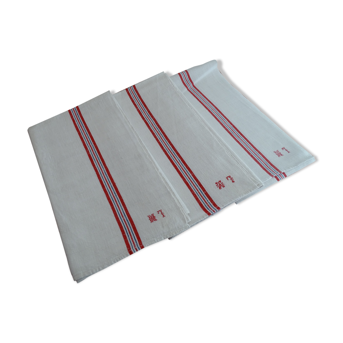 Lot 3 large old monogrammed LM towels