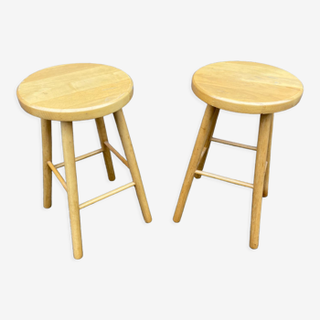 Pair of beech stools 1970s