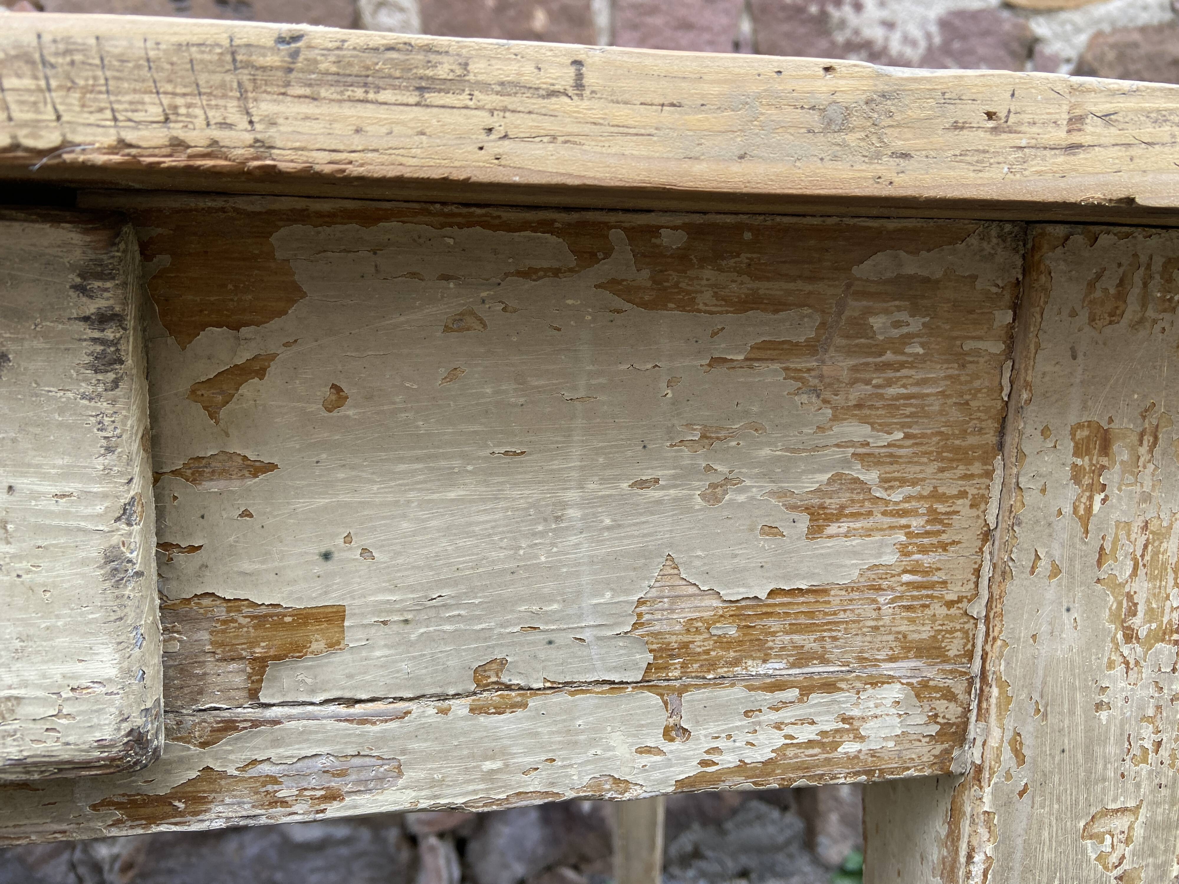 Shabby chic fir farm table painted natural wood 1900