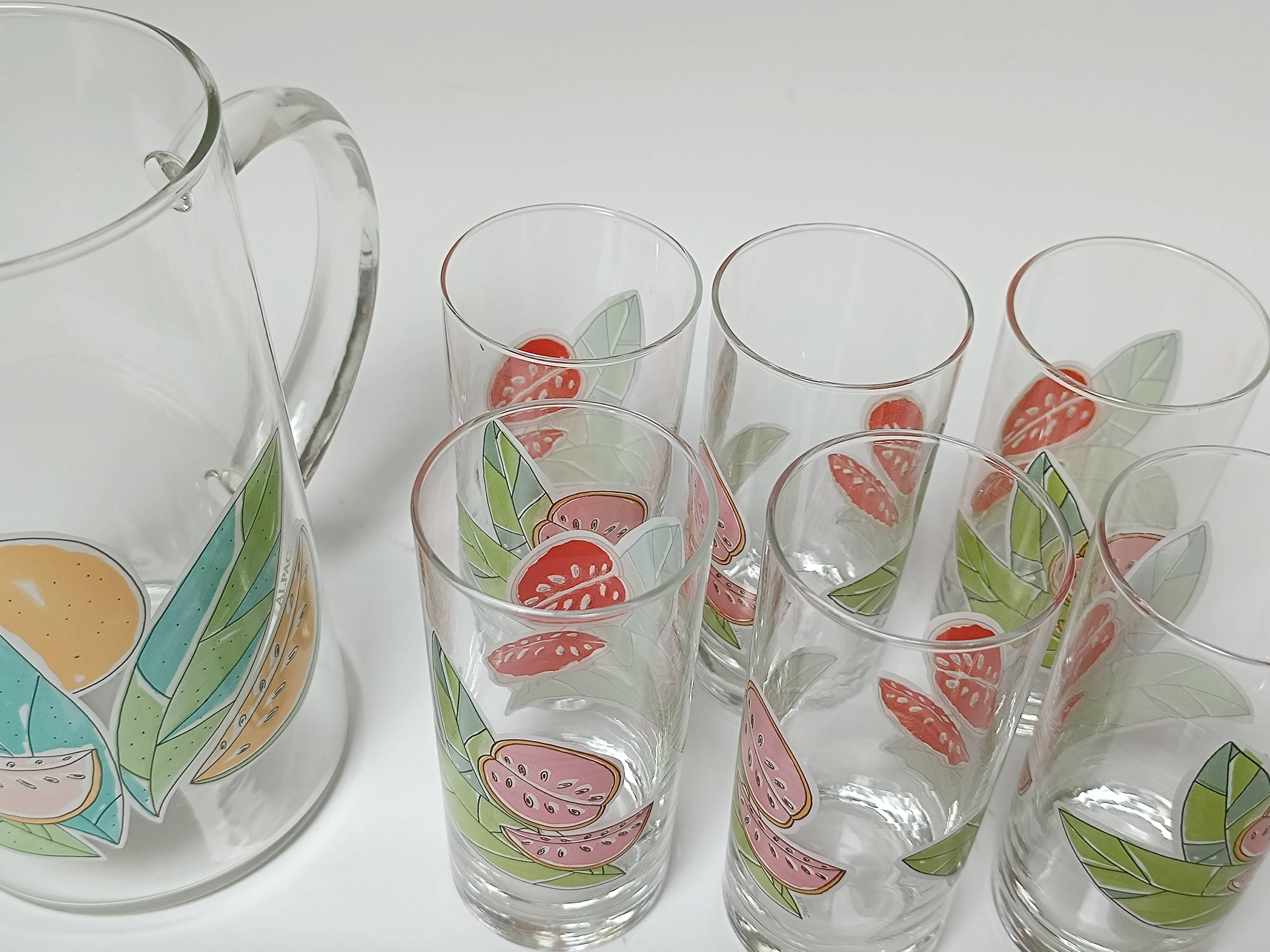6 verres + carafe à orangeade