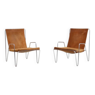 Early Verner Panton Bachelor chairs for Fritz Hansen in leather, 1950s