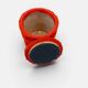Pouf vintage coffre Space Age en fourrure rouge – 1970