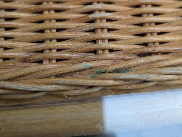 Table Basse Vintage en Rotin et Osier - Plateau Verre - Style Bohème