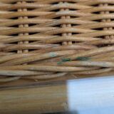 Vintage Rattan and Wicker Coffee Table - Glass Top - Bohemian Style