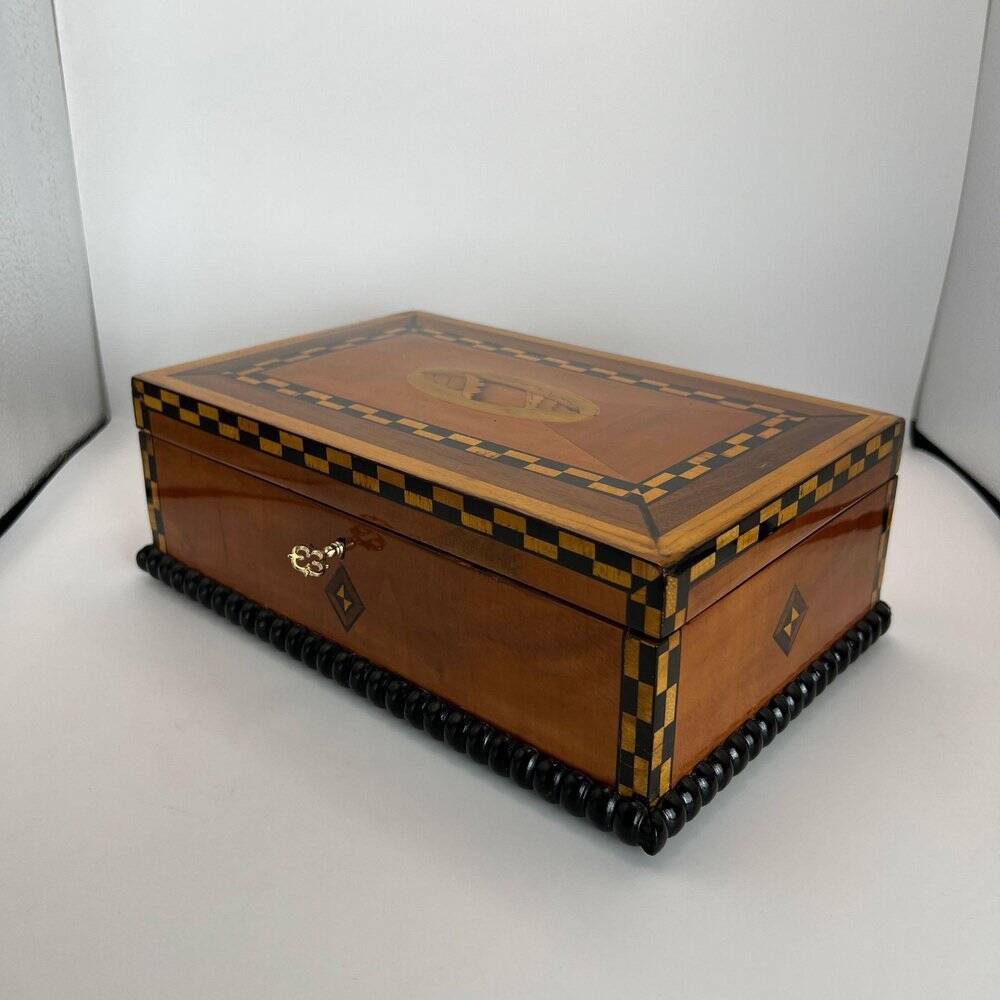 Antique Historicism Box with Birch Inlay, Germany, 1880