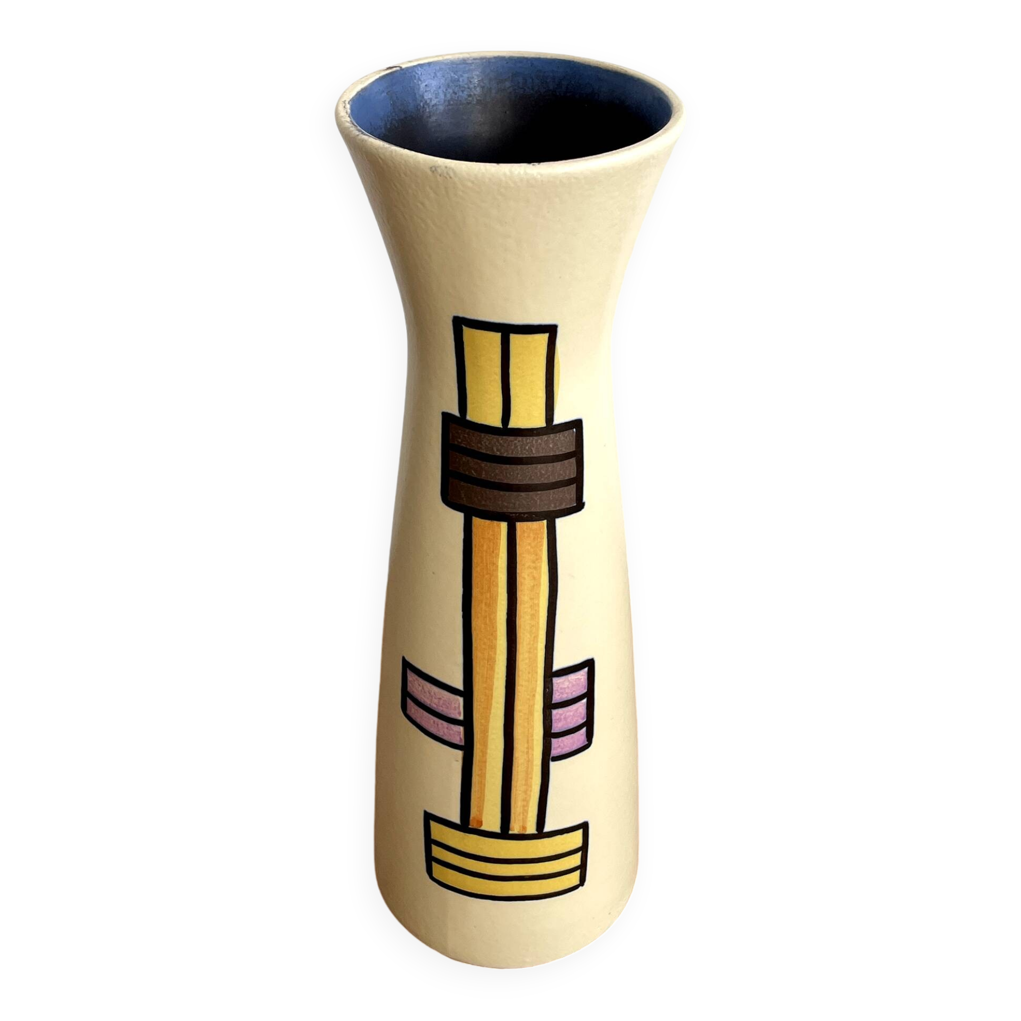 Vase Diabolo VEB Haldensleben 3148B - Design cylindrique moderne du milieu du siècle de la RDA est-allemande