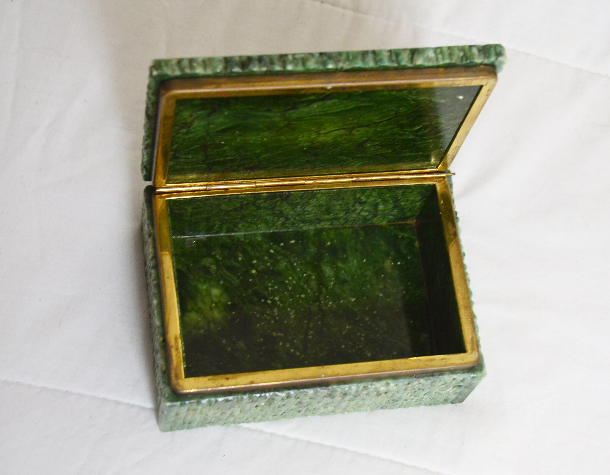Cigar and tobacco box in alabaster and brass 1970