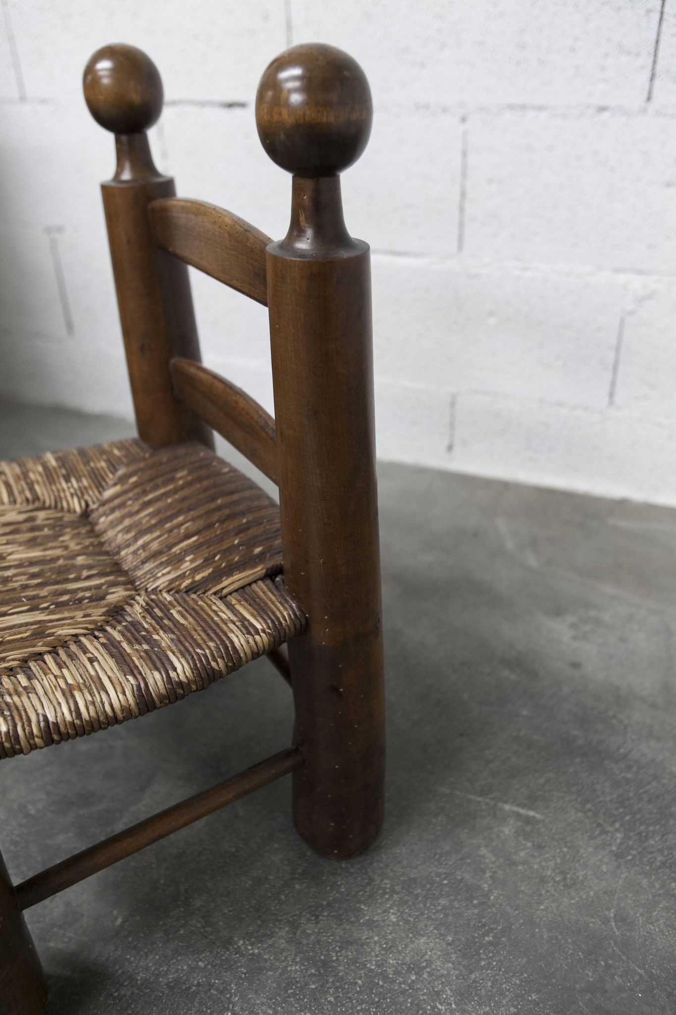 Chaise enfant 1960 chêne et osier