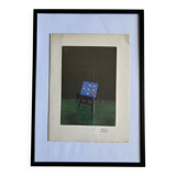 Œuvre Collage Le Chevalet d'Haim Kern. Signature.