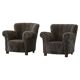 Fritz Hansen, pair of modern Danish lounge chairs, lambswool, Model No 1490, 1940s