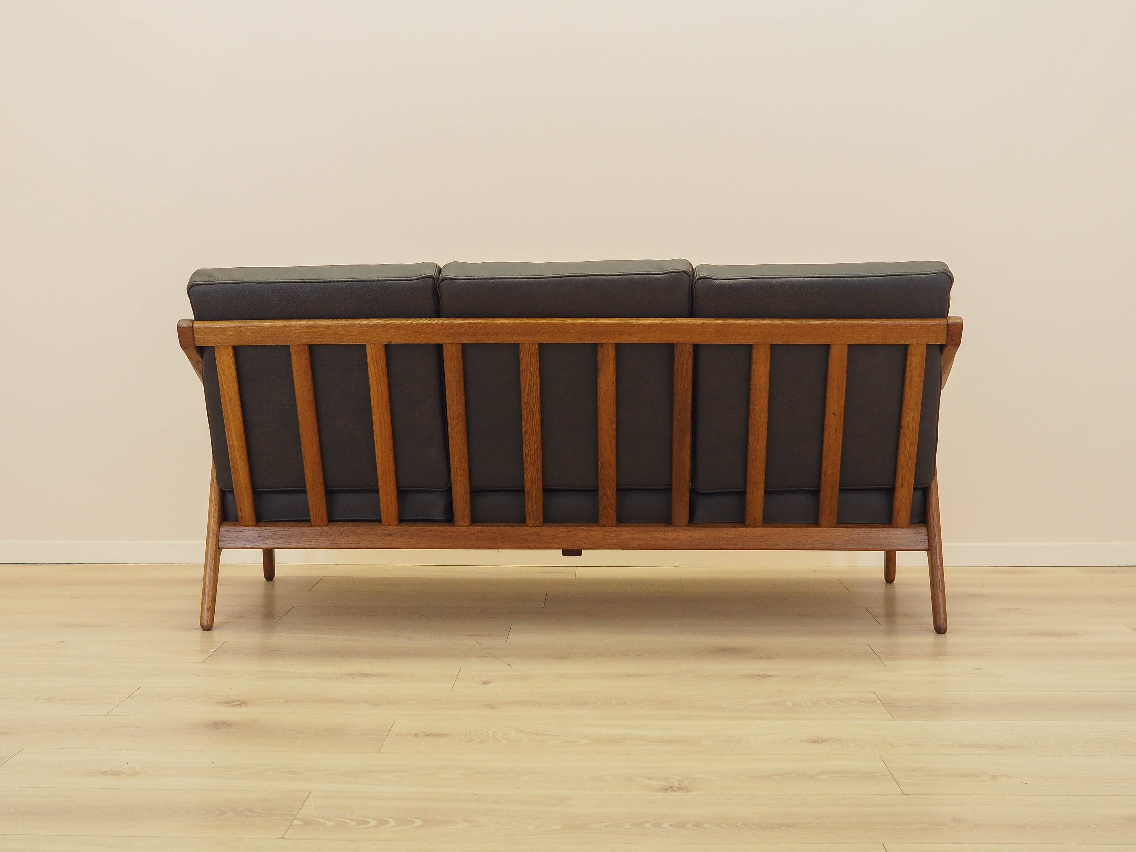 Oak leather sofa by Brockmann Petersen, Danish design 1970s