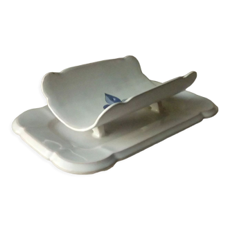 Asparagus dish faience henriot quimper fixed cradle decor fleur de lys