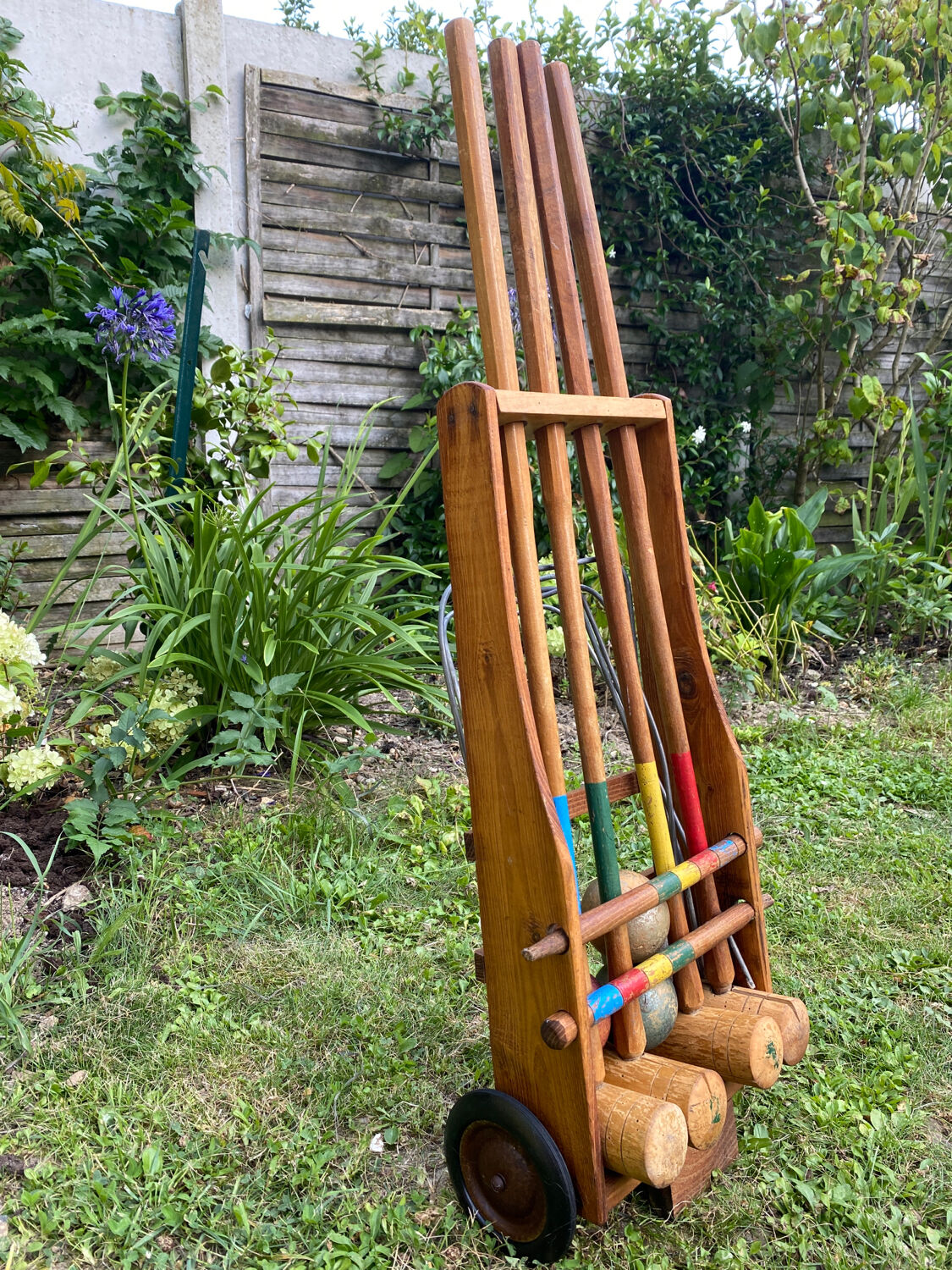 Old wooden croquet set