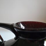 Lampe à huile signée Biot verre soufflé bullé aubergine