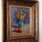 Still life painting vase with flowers by Lupicini - 1960s