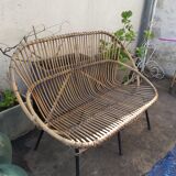 Vintage rattan bench