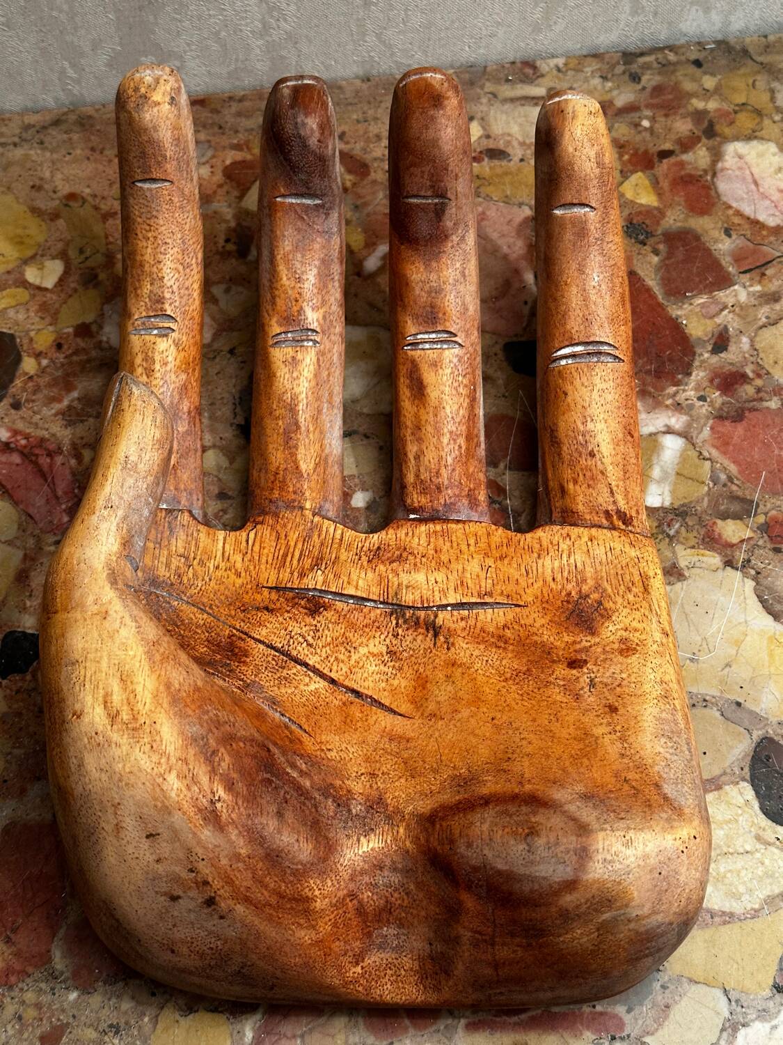 Large Carved Wooden Hand - 1950s