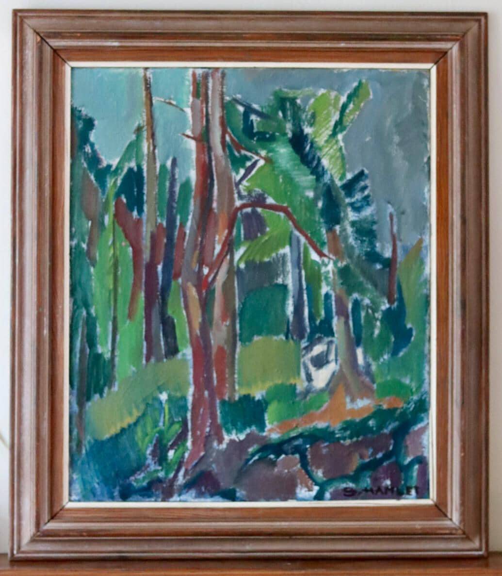 Huile sur toile suédoise originale du milieu du siècle « Öjersjö » par Sven Hamlet