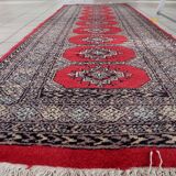 Mid-century vintage Uzbek Bukhara style wool runner 85cm x 241cm (1C1198)