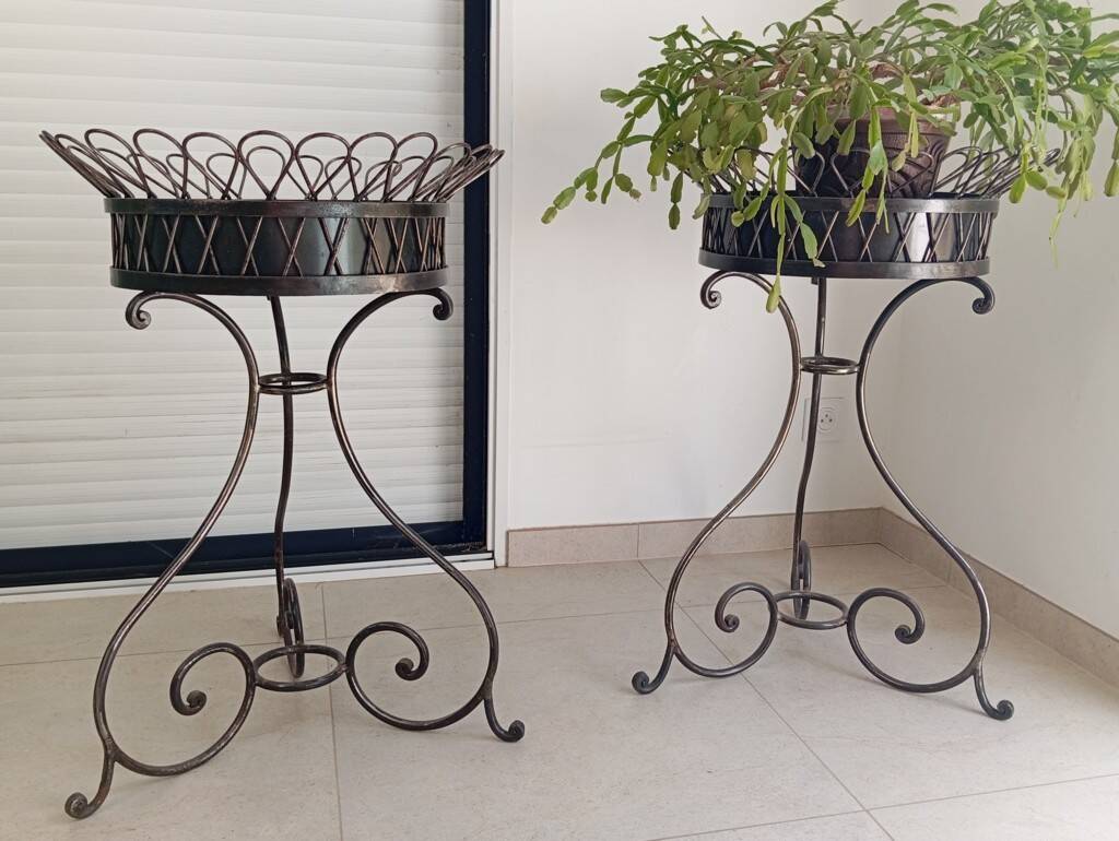 Pair of wrought iron planters