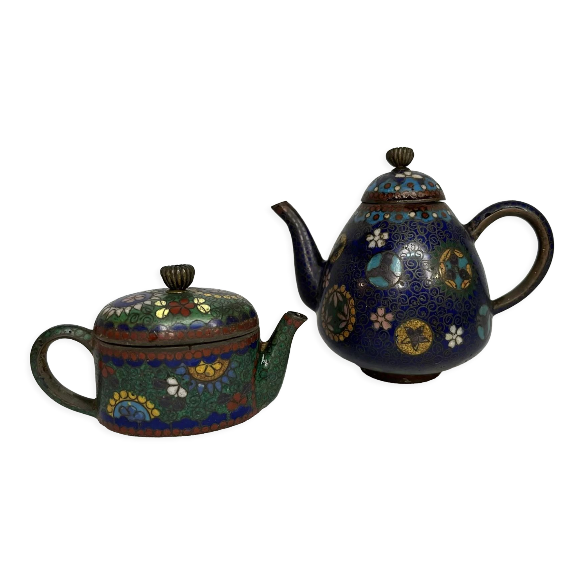 Cloisonné bronze jugs, early 20th century, China