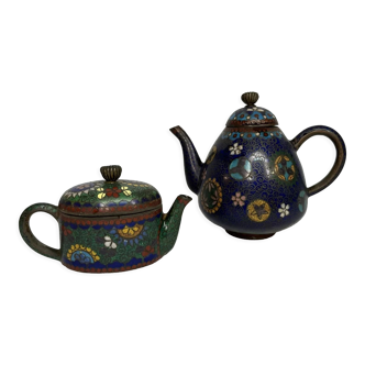 Cloisonné bronze jugs, early 20th century, China