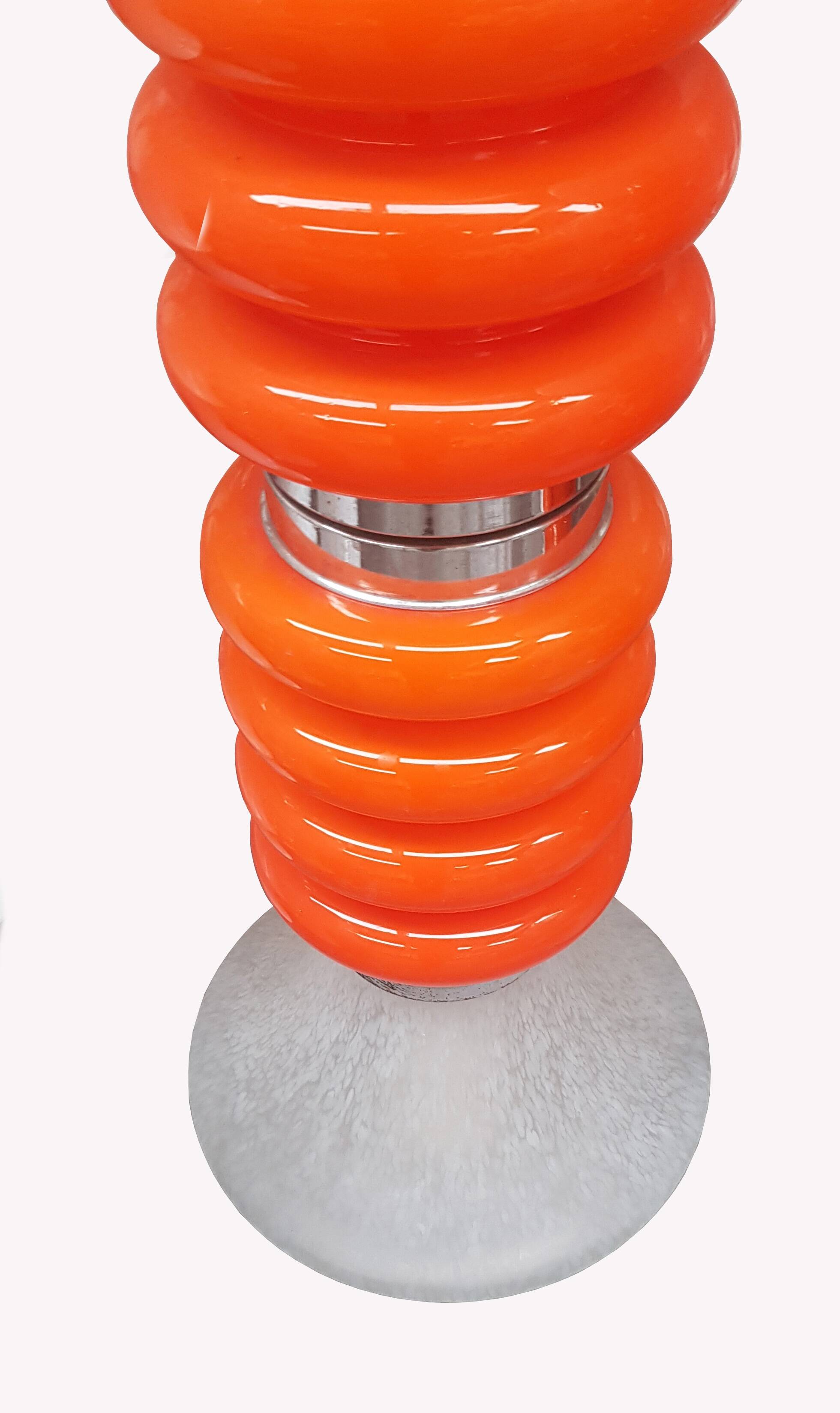 Paire de lampadaires vintage en verre de Murano orange italien de style Space-Age