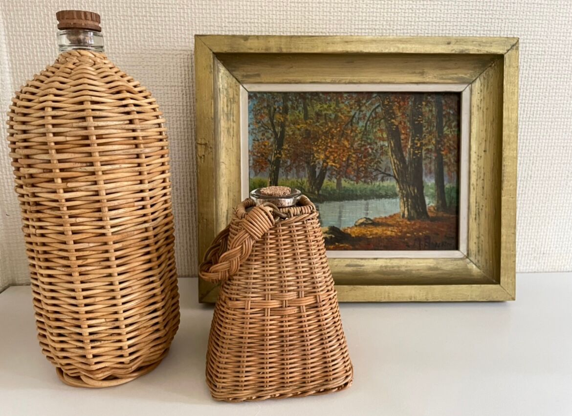 Old painting, river landscape signed M.Bonvin