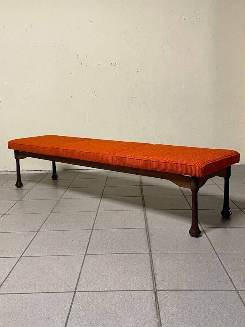 Colourful wooden bench with fabric, 1960s