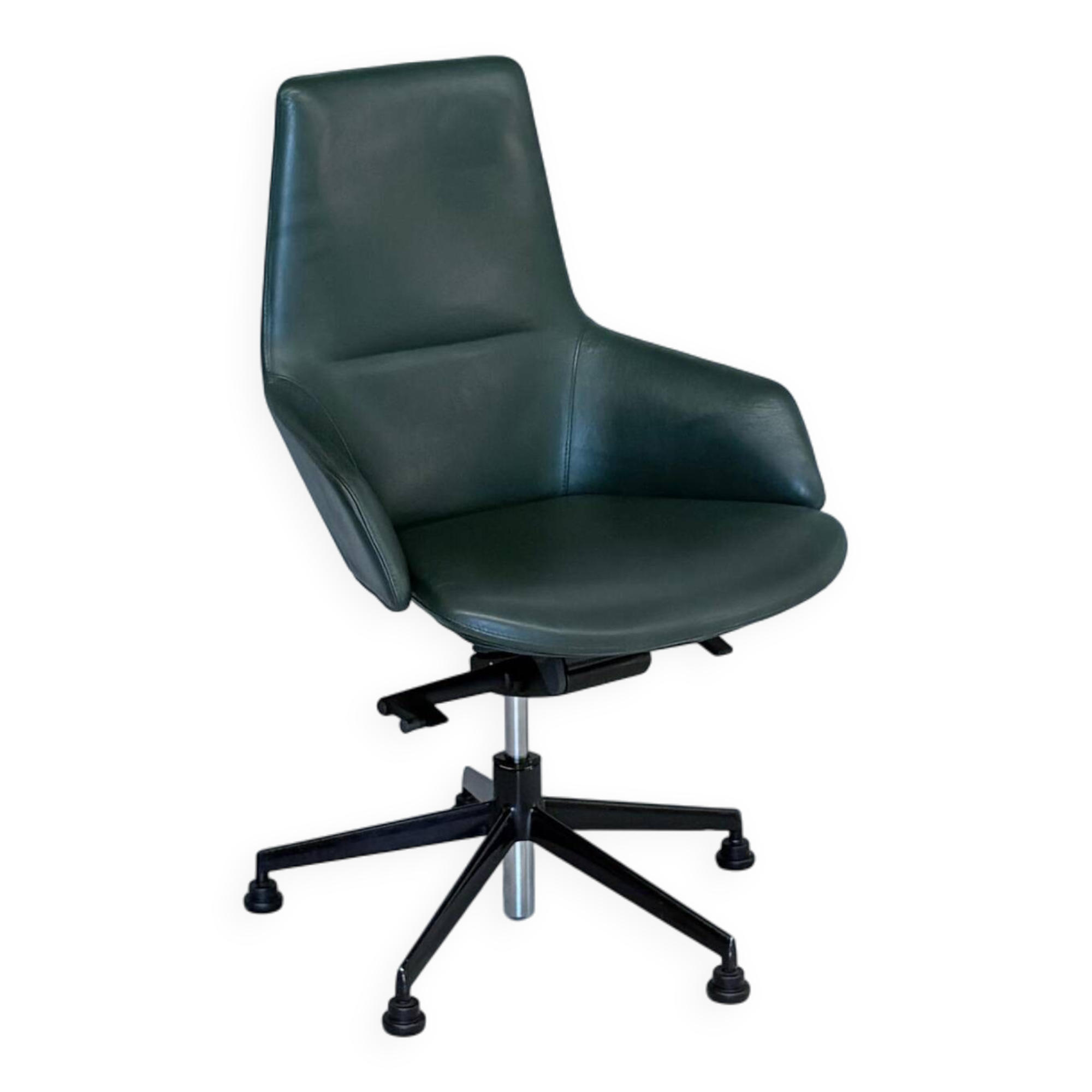 Green Leather Office Chair By Arper, Italy 2000’s