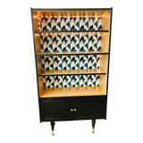 Bibliothèque vitrine noire et or avec éclairage led