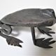 Two metal clipboard frogs patinated vintage brutalist