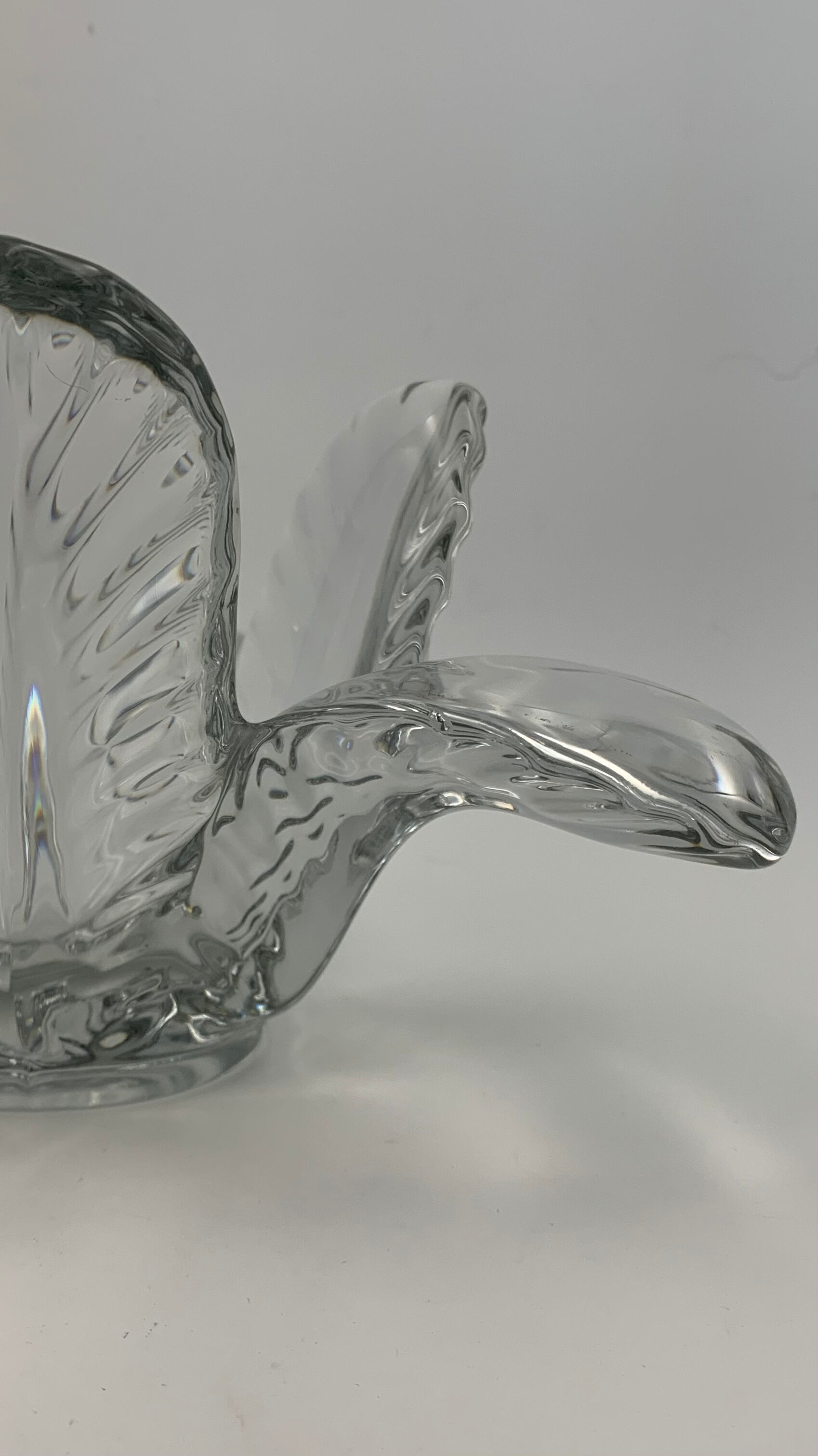 Trinket bowl in Vannes crystal, decoration of palm leaves - 1960s-1970s