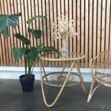 Bamboo and glass coffee table