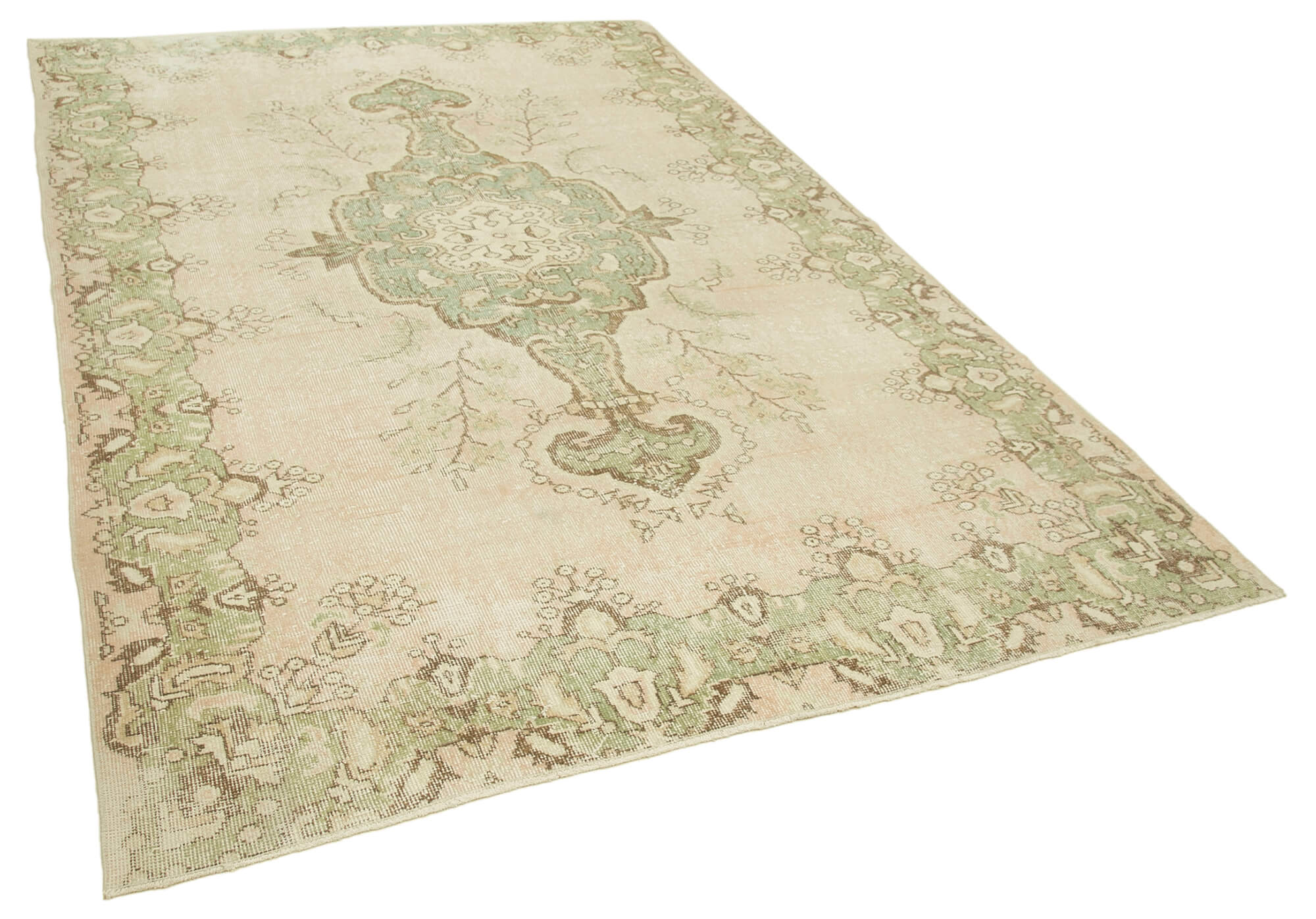 Handwoven Distressed Anatolian Beige Carpet 190 cm x 286 cm