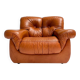 Cognac colored leather Pellerossi lounge chair, 1960s
