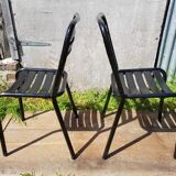 Set of 4 Tolix T2 chairs & vintage white table