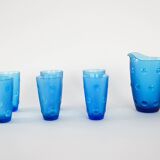 Set of glass and jug, Italian design, 1970s, made in Italy